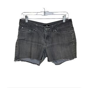 Prana Raw Hem Jean Shorts Stretch Soft Organic Mid Rise Distressed Gray Women 4